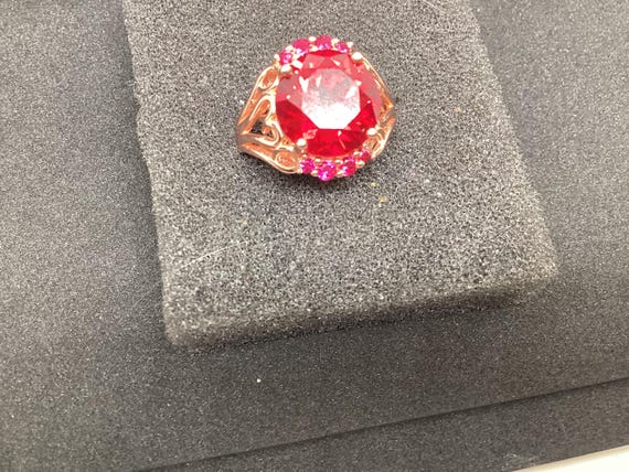 Almandine / Garnet 5 carat Round Cut Rose Gold ov… - image 2