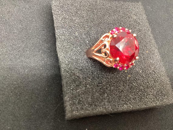 Almandine / Garnet 5 carat Round Cut Rose Gold ov… - image 5