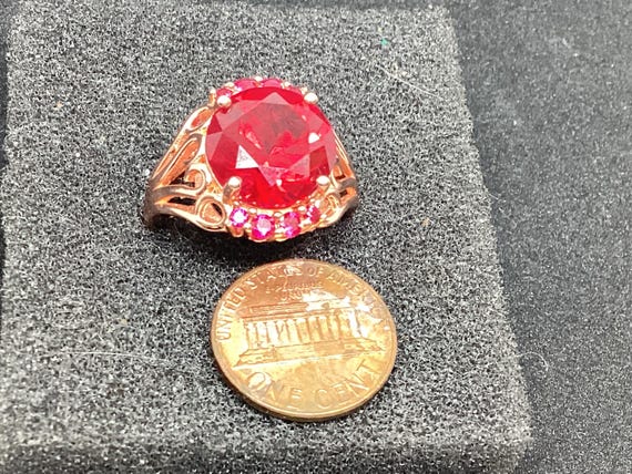 Almandine / Garnet 5 carat Round Cut Rose Gold ov… - image 1