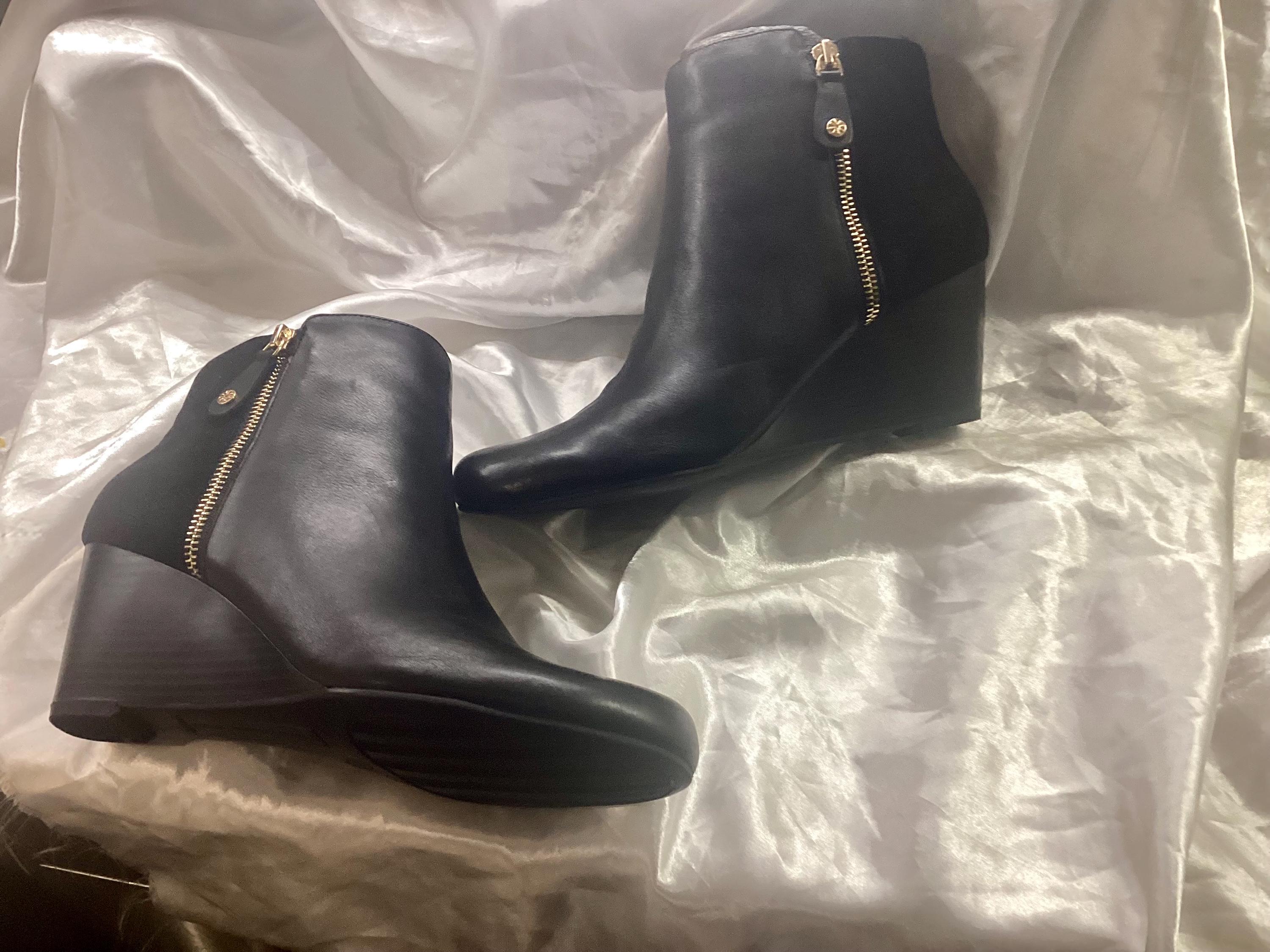 Bottines Croma Noires à Talon Compensé En Cuir - Pointure US 8 (Medium) - Occasion