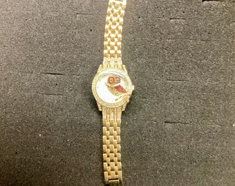 Women\'s owl watch w/ stones and silicone band Owl Watch Red Silicone Band Rhinestones Around Face  main image 3