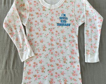 Jane says on Vintage floral printed thermal shirt from 80&#39;s
