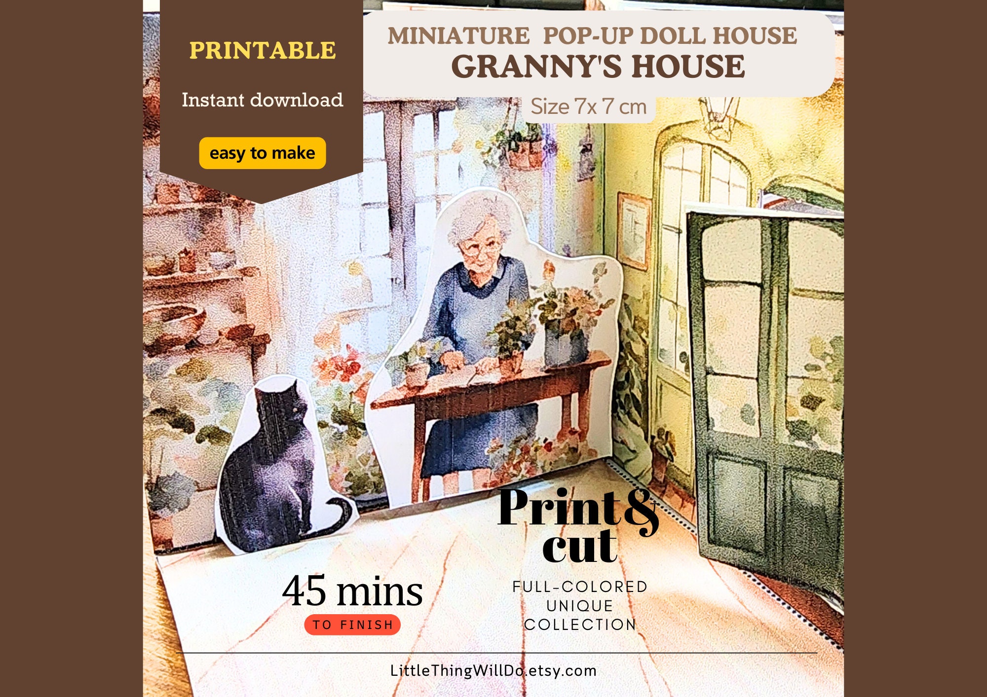 Granny's House Full-colored Vintage Miniature Paper Pop-up Doll House ...
