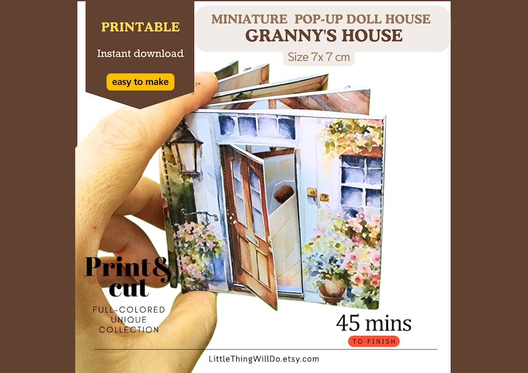 Granny's House Full-colored Vintage Miniature Paper Pop-up Doll House ...
