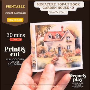 Mini libro pop-up vintage in stile unico con la casa da giardino, facile creazione fai-da-te con la carta, regalo per adulti, architettura vintage, collezione in miniatura