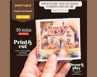 Garden House Pop-Up Book: DIY Papercraft Miniature (Digital Download)