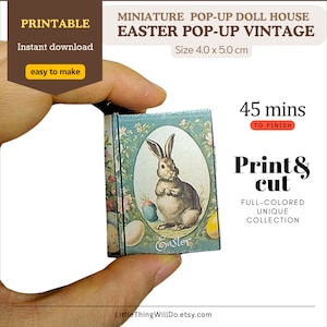 EASTER pop-up book vintage miniature book/dollhouse/Printable 3D  DIY  Craft Template Activity Adult Handmade gift