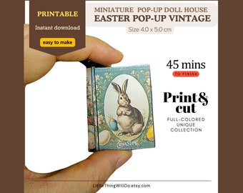 EASTER pop-up book vintage miniature book/dollhouse/Printable 3D  DIY  Craft Template Activity Adult Handmade gift