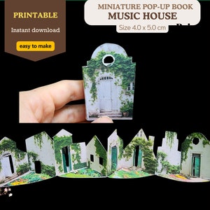 Miniature Pop-Up Dollhouse Book: Green Ivy House Paper Craft (Digital Download)