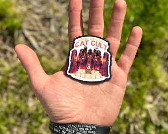 Cat Cult | Support your local cat cult   | cats  |cult | sticker | waterproof | dishwasher safe | laminated