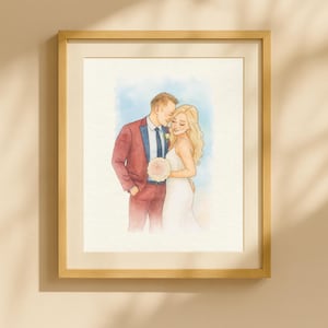 Custom Hand-Drawn Watercolor Portrait, Couple Proposal Drawing, Anniversary Gift for Her, Wedding/Engagement gift, Watercolor Painting