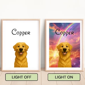 Custom LED Pet Portrait, Dog Portraits from Photos, Pet Memorial Gift, Pet Loss, Pet Painting, Dog Portrait, Pet Gift for Pet Lovers