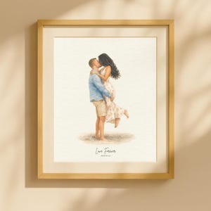 Custom Hand-Drawn Watercolor Portrait, Anniversary Gift, Couple Proposal Drawing, Gift for Girlfriend/Boyfriend, Girlfriend Birthday Gift
