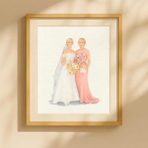 Custom Bride and Mother Portrait, Mother of Bride wedding gift, Mother and Daughter Watercolor Painting, Custom Painting Art Mother of Bride