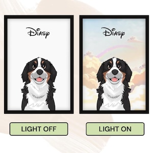 Custom LED Pet Portrait | Personalized Light-Up Painting | Pet Memorial Gift | Dog Cat Light Frame | Pet Gift for Pet Lovers | Pet Loss Gift