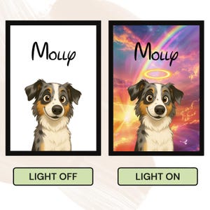 Custom LED Pet Memorial Pet Portrait | Pet Memorial Gift| Dog Memorial Gift | Pet Remembrance| Custom Pet Painting | Dog Cat Light Frame