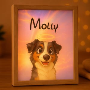 Custom LED Pet Portrait | Personalized Pet Painting | Pet Memorial Gift | Dog Cat Light Frame | Pet Gift for Pet Lovers | Pet Remembrance