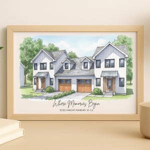 Custom Watercolor Home Painting, Hand-Painted House Portrait, Housewarming Gift