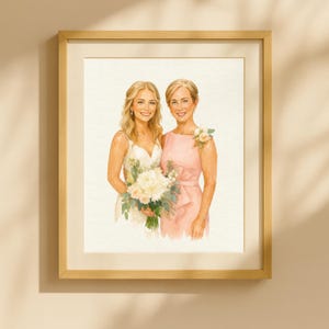 Custom Bride and Mother Portrait, Mother of Bride wedding gift, Mother and Daughter Watercolor Painting, Custom Painting Art Mother of Bride