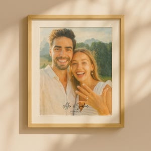 Custom Hand-Drawn Watercolor Portrait, Couple Proposal Drawing, Gift for Girlfriend/Boyfriend, Wedding/Engagement gift, Anniversary Gift
