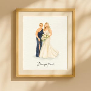 Custom Bride and Mother Portrait, Mother of Bride wedding gift, Mother and Daughter Watercolor Painting, Custom Painting Art Mother of Bride