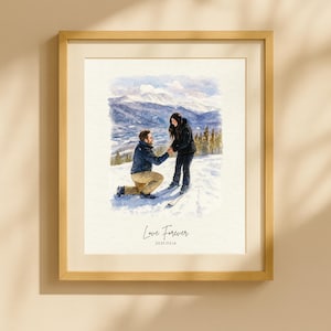Custom Hand-Drawn Watercolor Portrait, Couple Proposal Drawing, Anniversary Gift for Her, Wedding/Engagement gift, Watercolor Painting