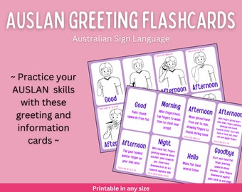 Early Learning AUSLAN Greeting Flashcards for Verbal & Non Verbal Children