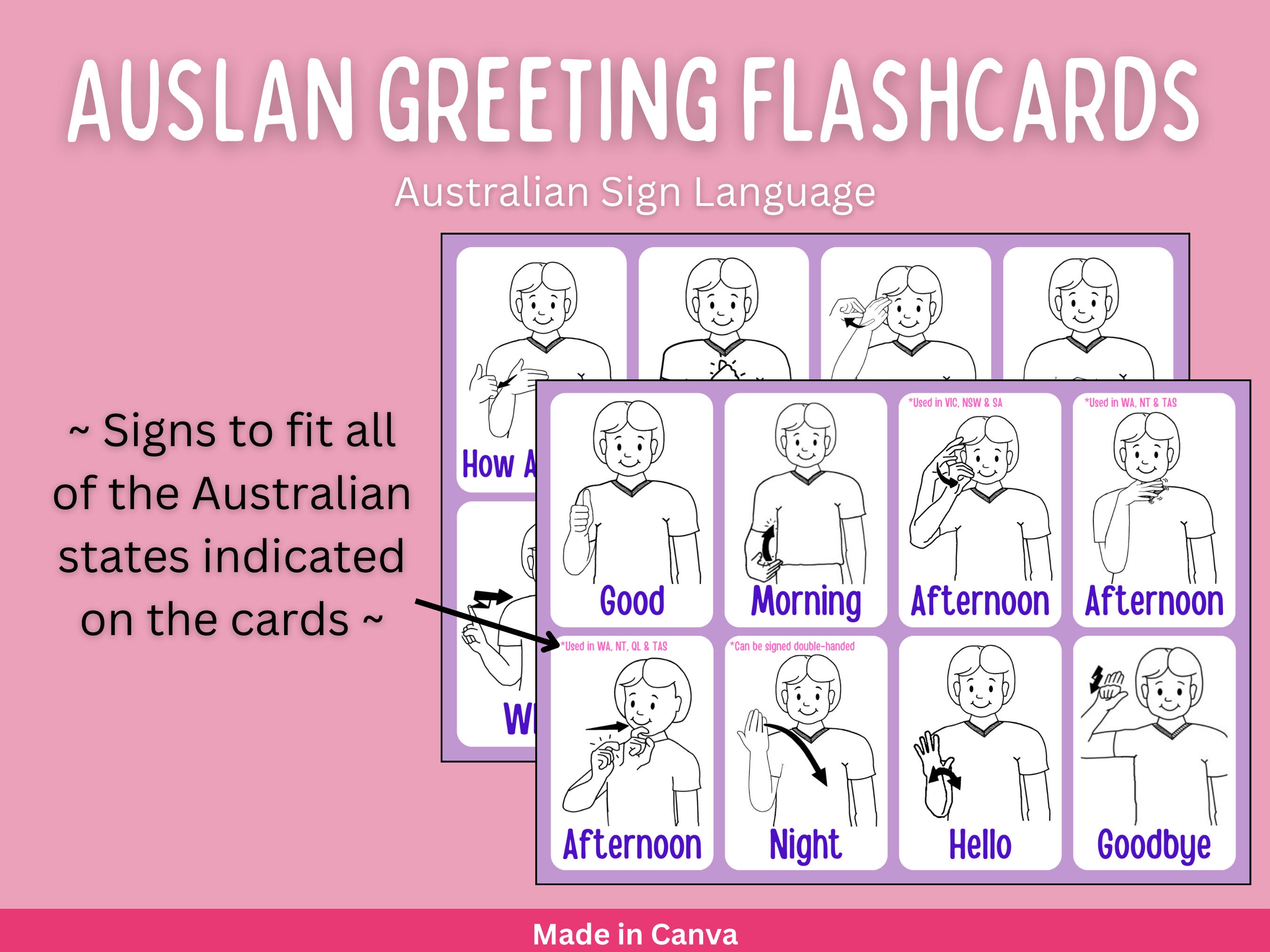 Early Learning AUSLAN Greeting Flashcards for Verbal & Non Verbal ...