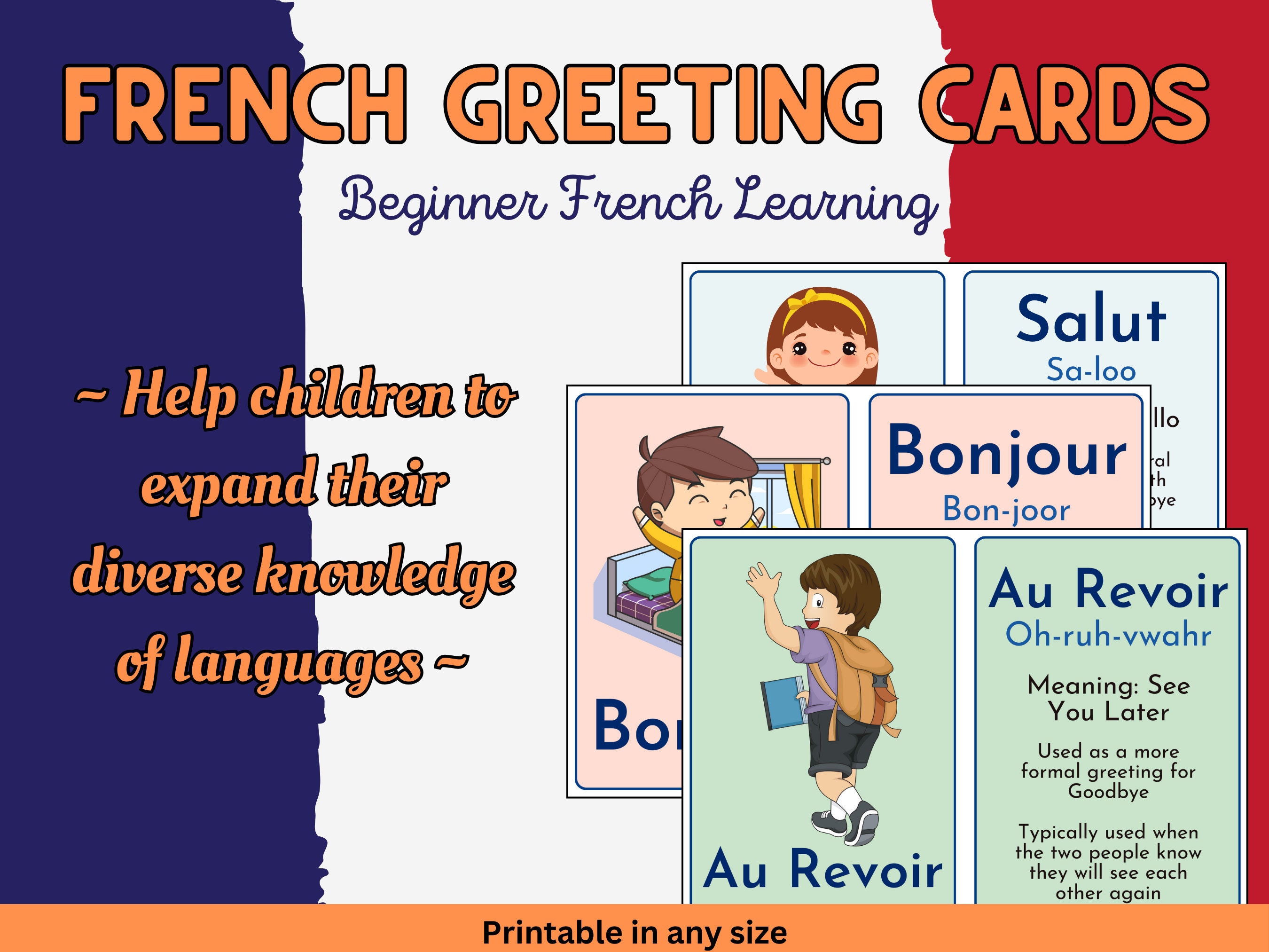 Preschool & Early Learning Beginner French Greeting Flashcards