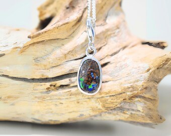 Australian Boulder Oval Opal Charm for Bracelet | Handmade in 925 Sterling Silver with Solid Opal