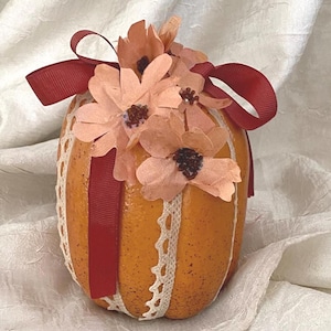 Decorative Faux Pumpkin – Fall Home Decor, Centerpiece, Rustic Autumn Decoration, Halloween, Thanksgiving, Neutral Pumpkin
