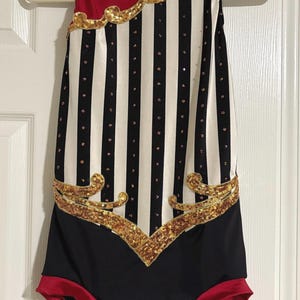 circus stripe leotard for aerial silks, lyra, and trapeze