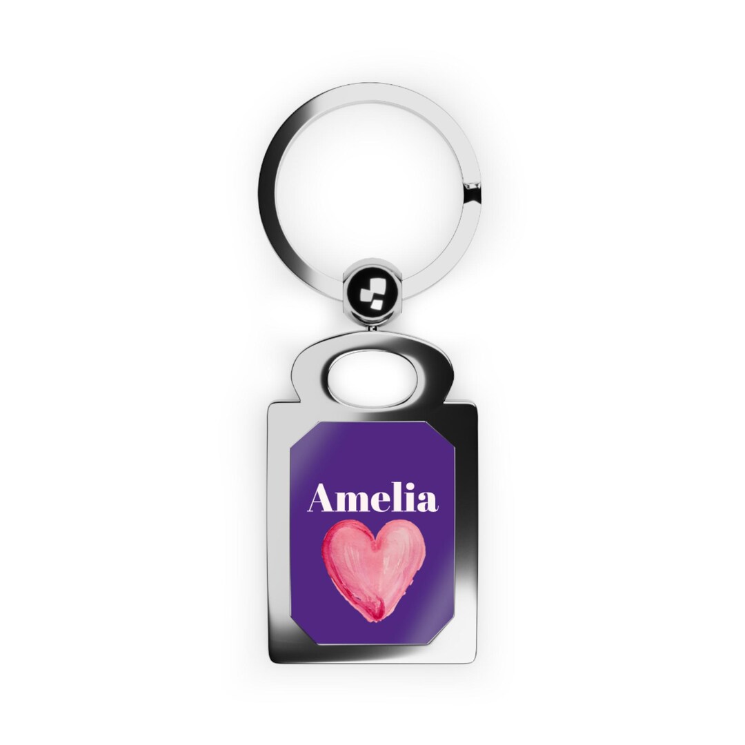 Custom Amelia Keychain: Rectangular Zinc Alloy Keyring - Etsy