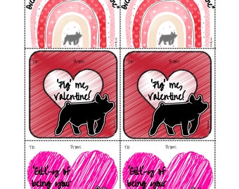 Print Your Own Show Pig Valentine's Card Set Combo Pack Blue - Etsy