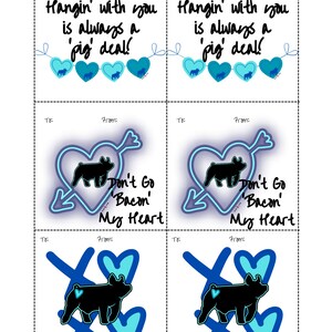 Print Your Own Show Pig Valentine's Card Set Combo Pack Blue - Etsy