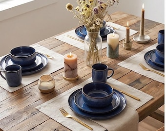 12-Piece Stoneware Dinnerware Sets | Service for 4 | Durable Ceramic Dishes | Microwave Dishwasher Safe | Modern Farmhouse Kitchen Tableware