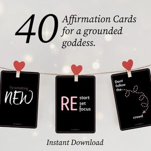Mantra della Dea con i Piedi per Terra / 40 Carte di Affermazione per Donne Toste / Mindfulness, Motivazione e Cura di Sé / Download Digitale