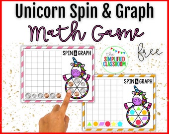 Jeu de mathématiques MODIFIABLE Unicorn Spin and Graph en téléchargement numérique par la classe simplifiée pour les enseignants et l'école à la maison