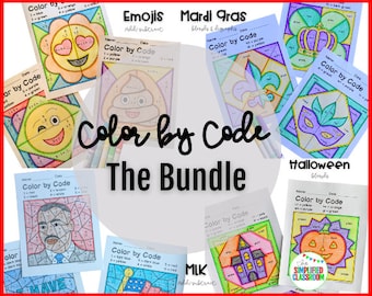 MEGA BUNDLE of Color by Code Activities Addition Subtraction Blends and MORE Printable Digital Download by the Simplified Classroom Teachers