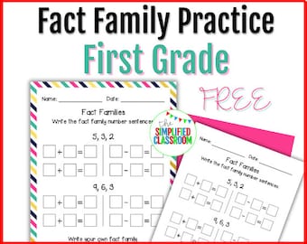 FREE Fact Families Family Practice Worksheet for First Grade