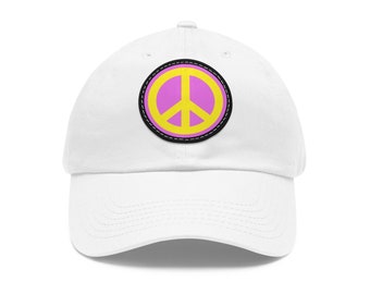 Peace sign love Dad Hat with Leather Patch (Round)