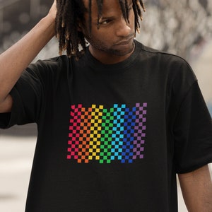 LGBTQ+ Shirt, Rainbow colors T-Shirt, Shirt for ally, Queer T-shirt, Checker Shirt, Gift for LGBTQ+, Gift for queer, Pride Shirt