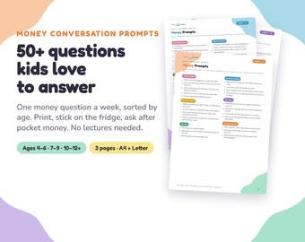 Kids Money Conversation Prompts | Financial Literacy Questions (Ages 4–12) (PDF)