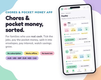 Kids Chore Chart & Pocket Money App | Offline Allowance Tracker (Digital Download)