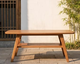 Tavolino da caffè minimalista in legno massello / Mobile moderno per soggiorno / Complemento d'arredo robusto