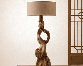 Lámpara de pie artística de madera maciza para dormitorio, lámpara de pie moderna hecha a mano, iluminación minimalista para la decoración del hogar, ideal para la sala de estar, la mesita de noche y espacios acogedores.