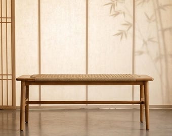 Minimalist Solid Wood Dining Bench | Mid Century Modern Kitchen Seating