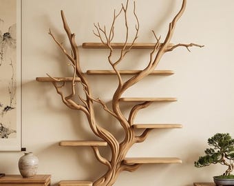 Tree Branch Floating Bookshelf Driftwood Wall Shelf Rustic NaturalWoodWall MountedStorage Shelffor Home Decor