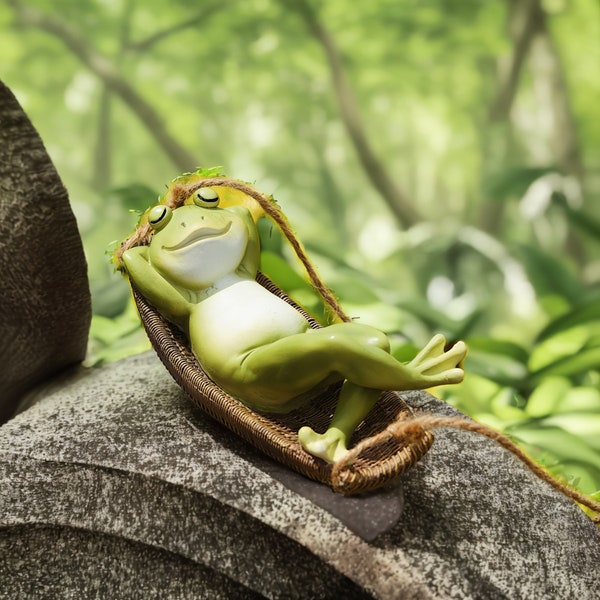Frog Statue Resin Suitable for Garden Outdoor Garden Ornament Hanging Sleeping Frog Sculpture Swing Home Decoration