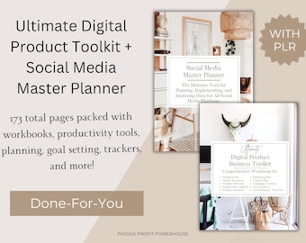 Digital Product Planner, Social Media Planner with Private Label Rights, PLR, Master Resell Rights, MRR, Done-For-You, DFY,